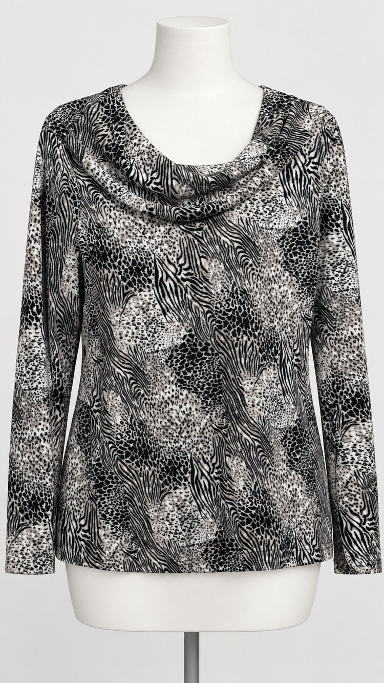 Kim Rogers XL Long Sleeve Animal Print Top Cotton Polyester 533